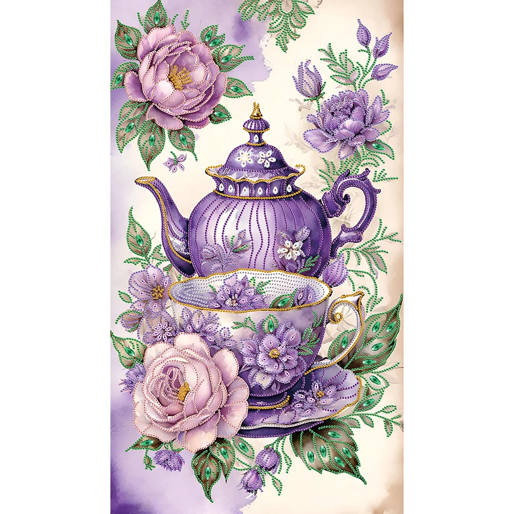 Partial Special-shaped Crystal Rhinestone Diamond Painting - Teapot(Canvas|40*70cm)