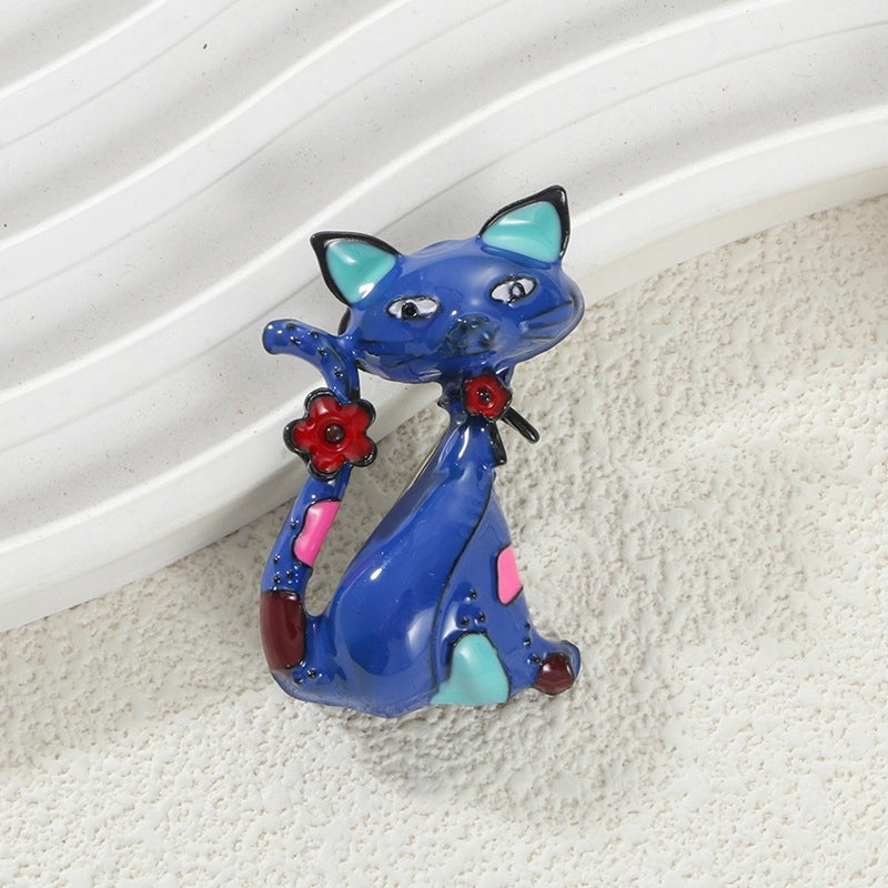 Cute Pin Cartoon Cat Alloy Enamel Unisex Brooches