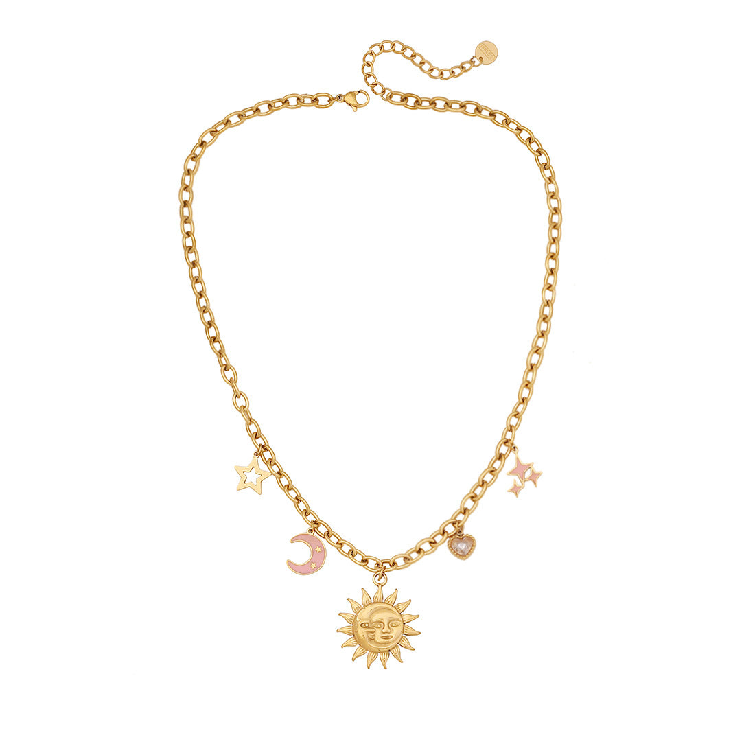 Sun Portrait Star Moon Thick Necklace Starfish Love Stainless Steel Clavicle Chain N1496