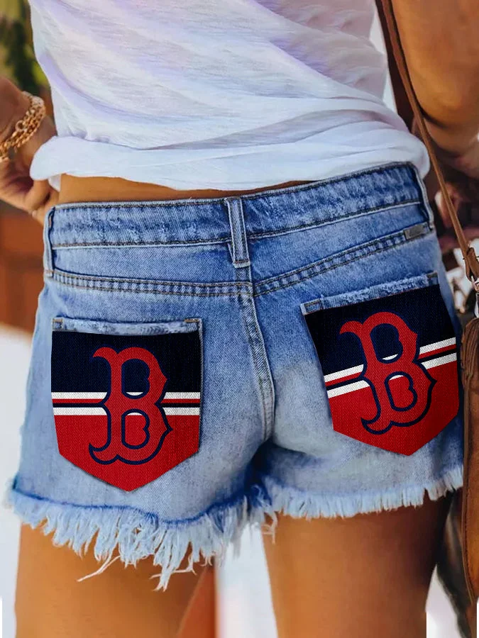 Boston Red Sox Distressed Cutoff Denim Shorts - Women