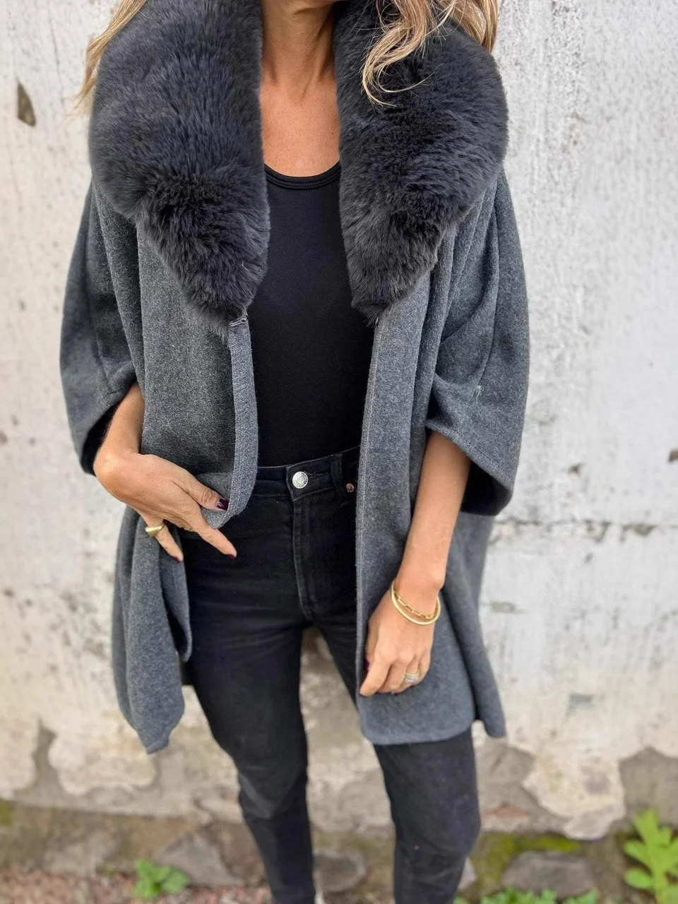 Nigikala Nigikala New Women's Autumn And Winter Loose Long Sleeve Big Collar Collar Coat