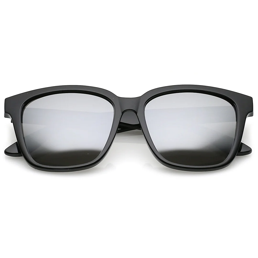 Large Horn Rimmed glasses With Wide Arms Mirrored Square Lens 57mm