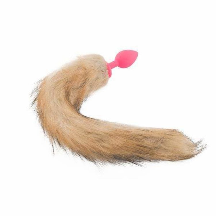 Brown & Pink Fox Silicone Tail Plug, 18