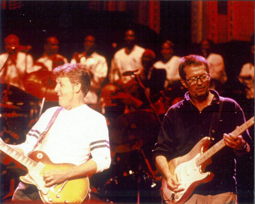 Paul McCarthy & Eric Clapton  8x10  color Photo Poster painting on stage together