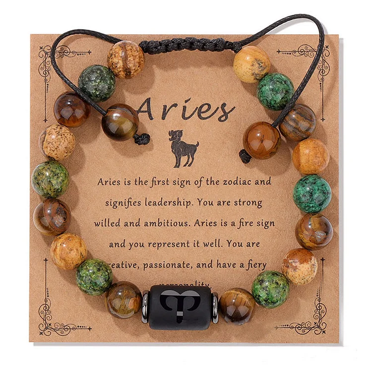 Olivenorma Natural Stone Zodiac Handwoven Bracelet