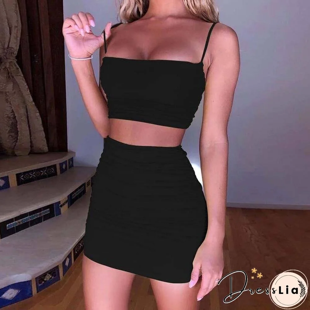 Summer Short Skirt Set Women Sexy Two Piece Set Skirt and Top Crop Club Party Set Tracksuit women Two Piece Outfits