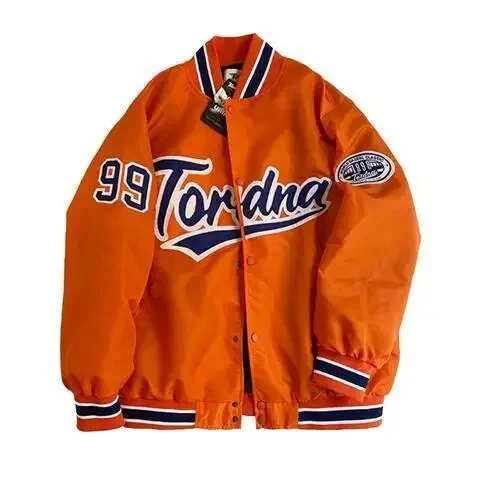 Brownm new American retro letter print jacket coat women Y2K high street fashion trend baseball uniform couple casual loose jacket