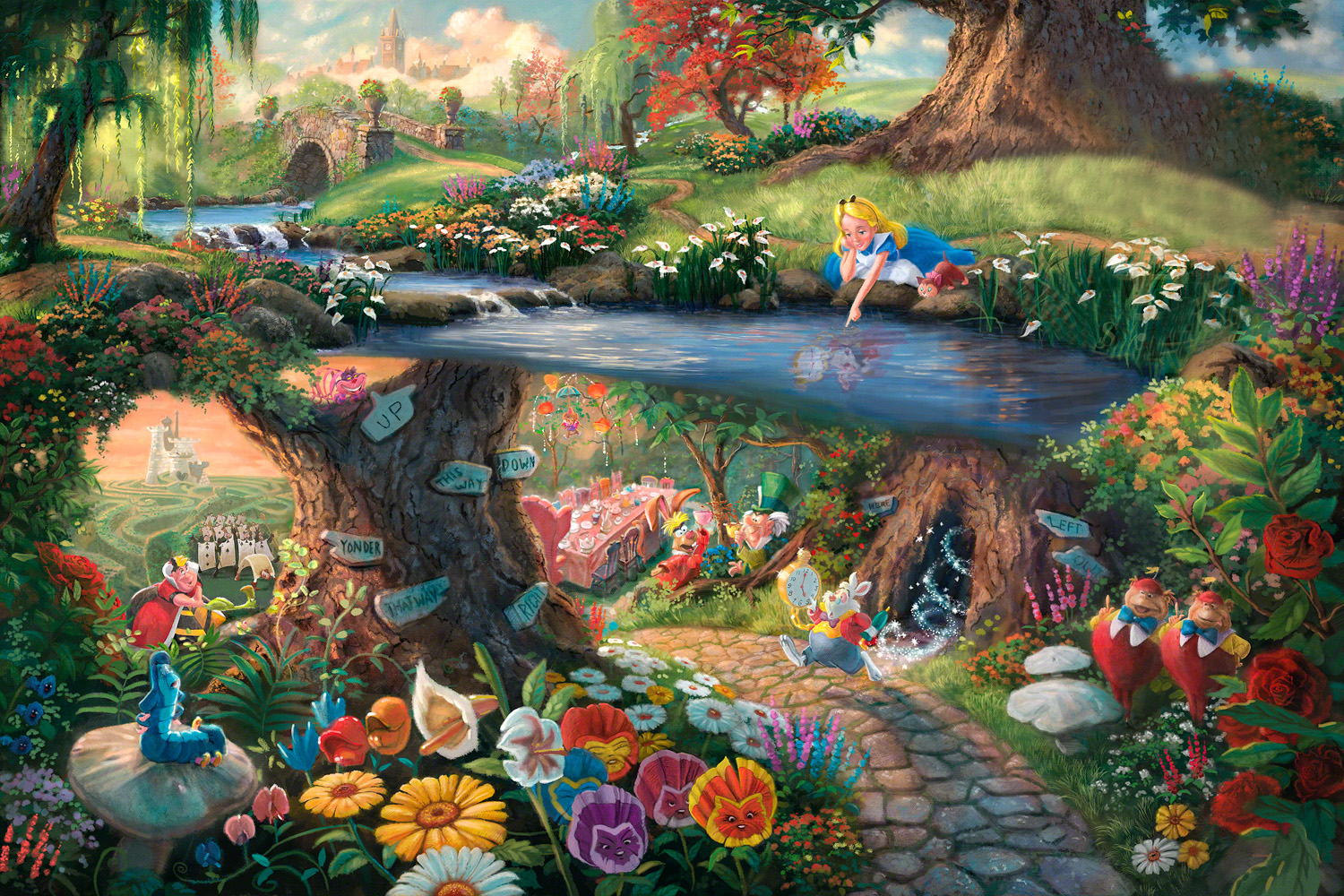 Cartoon Disney Princess Alice Beauty And The Beast Mermaid 50*40CM(Canvas) Full Round Drill Diamond Painting gbfke