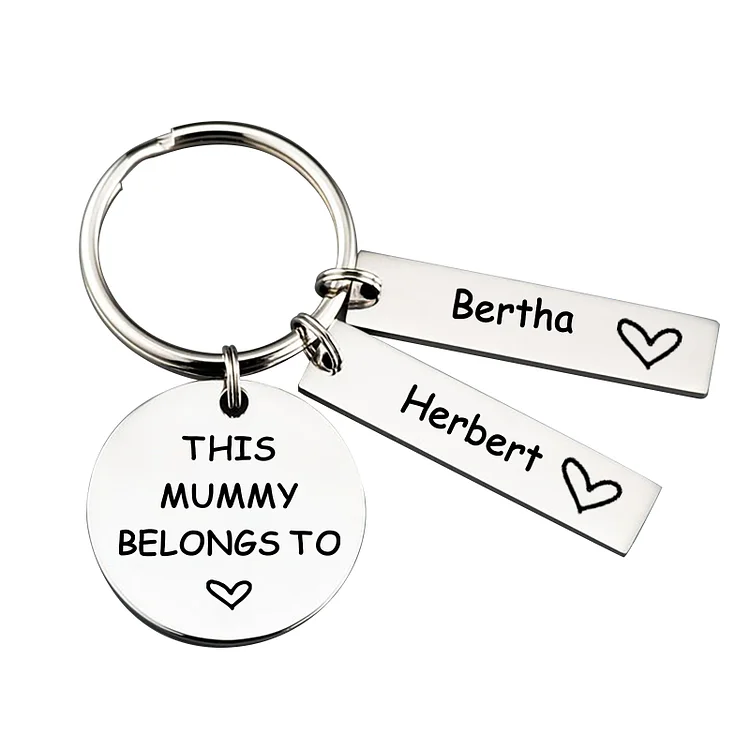 2 Names Personalized Charm Keychain This Mummy Belongs To Engrave Special Gift For Mother