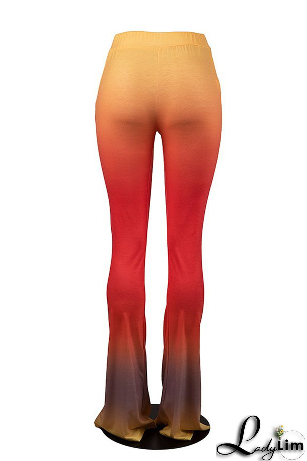 Red Fashion Casual Gradual Change Print Basic Regular High Waist Trousers