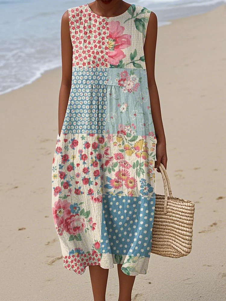 Women's Vintage Floral Print Casual Dress