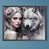 (50*40cm)Girl Wolf - Full Round Drill Diamond Painting