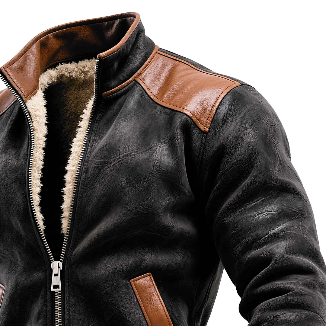 Men's Vintage Winter Leather Jacket-inspireuse