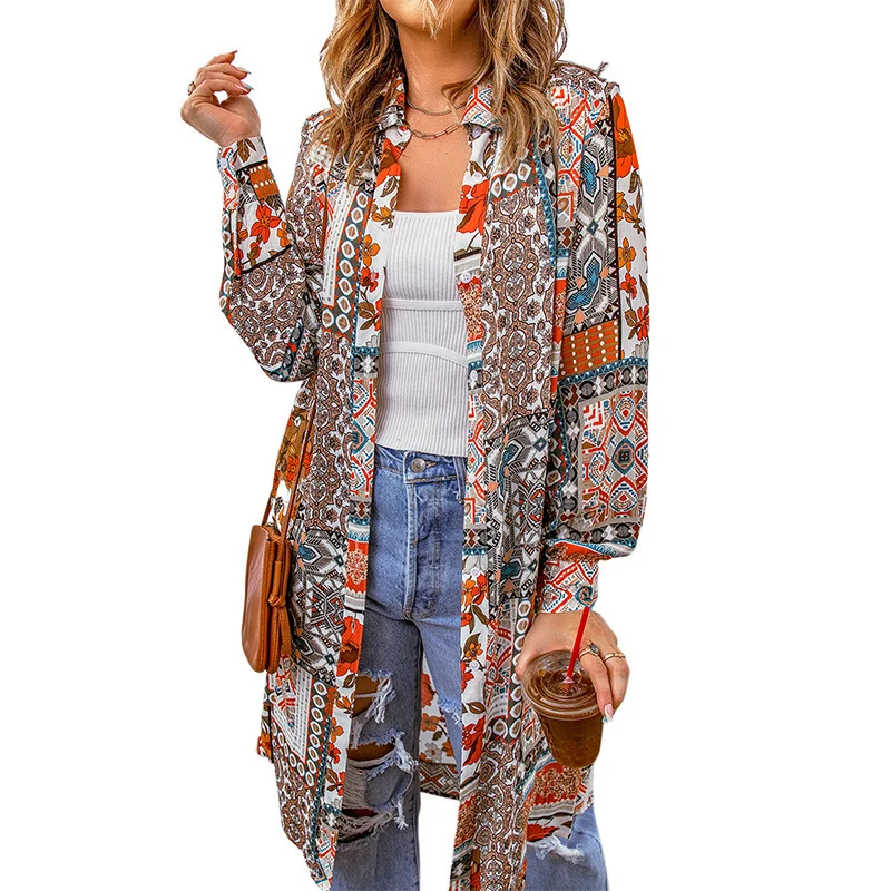 Women Ethnic Boho Autumn Natural Loose Best Sell Three Quarter H-Line Regular Other Coat