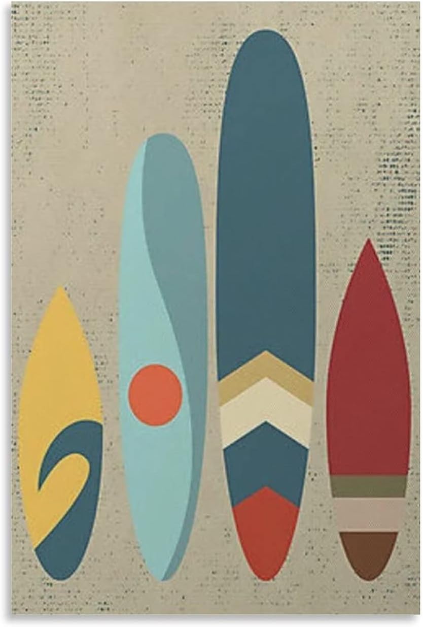 Posters New Day Surf Art Poster Vintage Mid-Century Modern Art Poster Surfboard Waves Sun Beach Poster Offic Canvas Wall Art for Living Room Bedroom Office Kitchen Decor 24x36inch(60x90cm) Unframe-st 24x36inch(60x90cm)