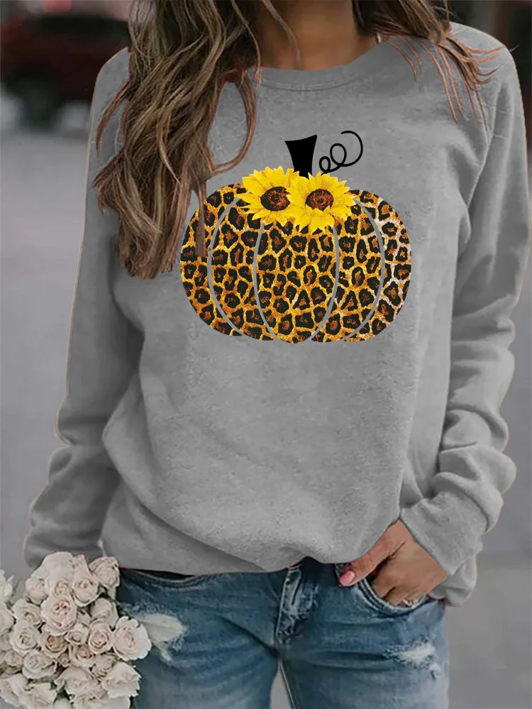 Leopard pumpkin print sweatshirt