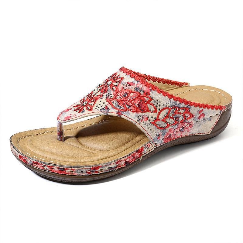 Women's Clip Toe Colorful Flip Flops Stitching Beach Casual Sandals