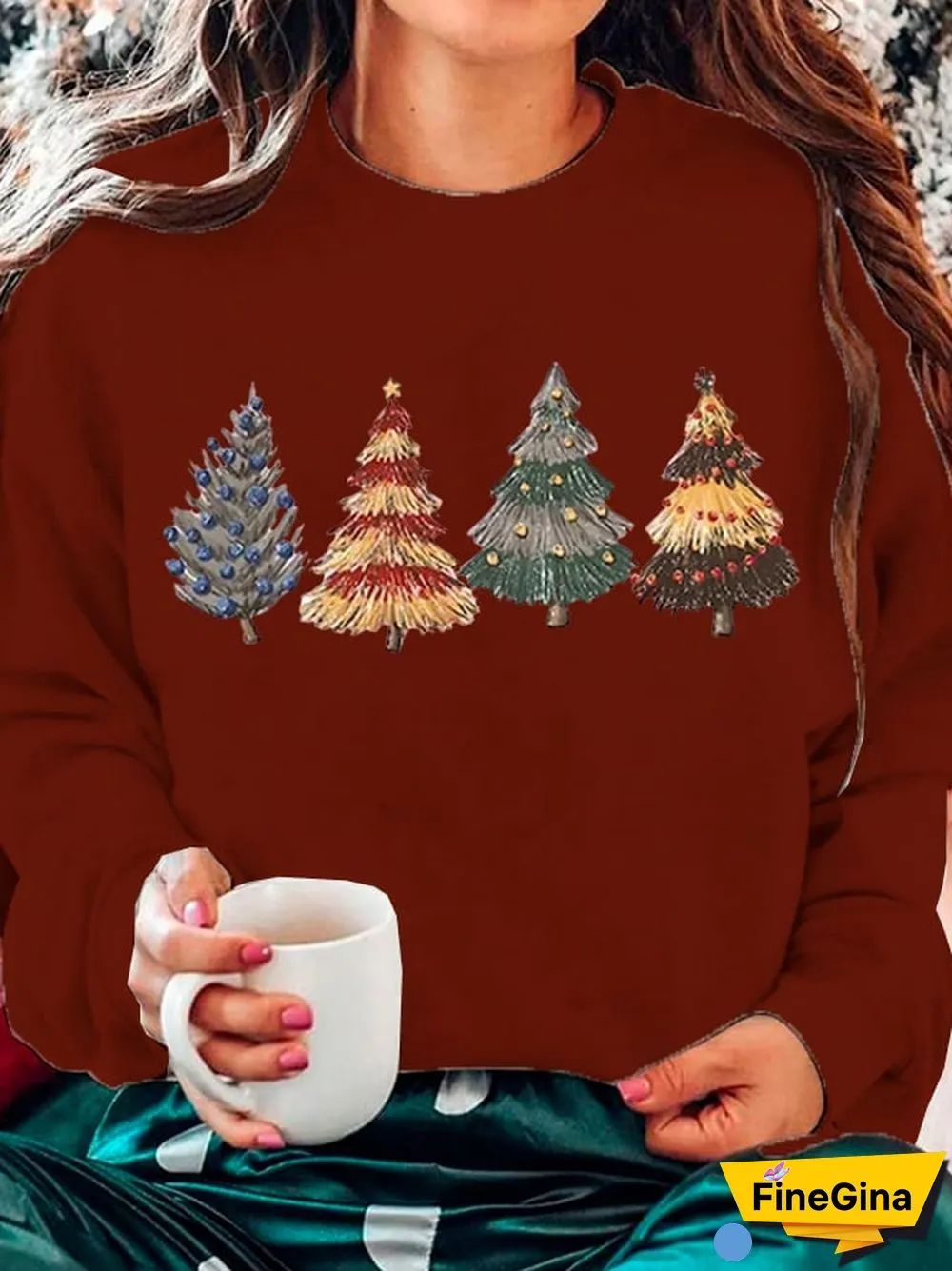 Women's Christmas Tree Print Casual Sweatshirt