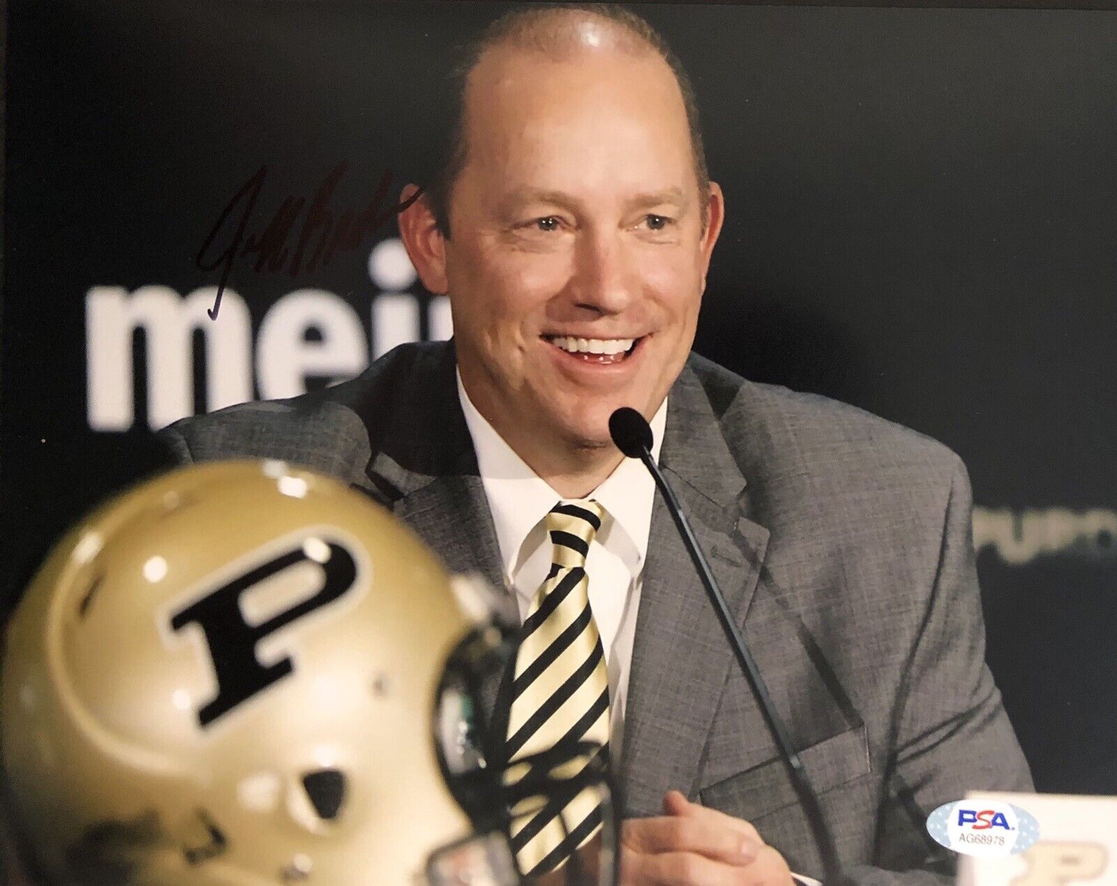 Jeff Brohm Signed Autographed Purdue Boilermakers 8x10 Photo Poster painting Boiler Up Psa/Dna