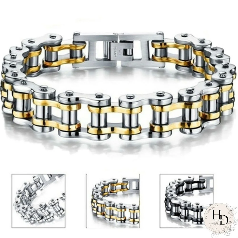 1 PCS European and American Fashion Stainless Steel Punk Locomotive Bracelet Men's Bracelet Jewelry