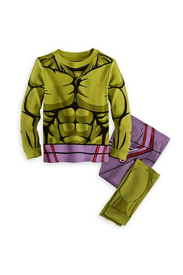 Crew Neck Long Sleeve The Hulk Halloween Kids Boys Pajama Green-elleschic