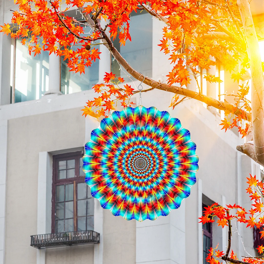 Mandalas Hanging Wind Spinner 360 Degree Rotating 3D Garden Wind Spinners 10-Inch Hanging Wind Catcher Art Gift for Home Garden Halloween Christmas (07)