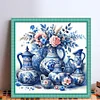 Blue And White Porcelain Flowers-11CT Stamped Cross Stitch 40*40cm/15.75*15.75in