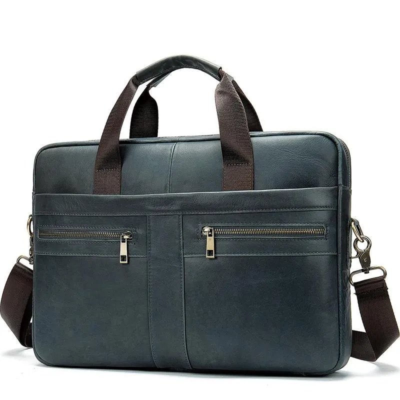 Vintage Style Grain Textured Interior Pocket Detachable Sling Strap Laptop Bag