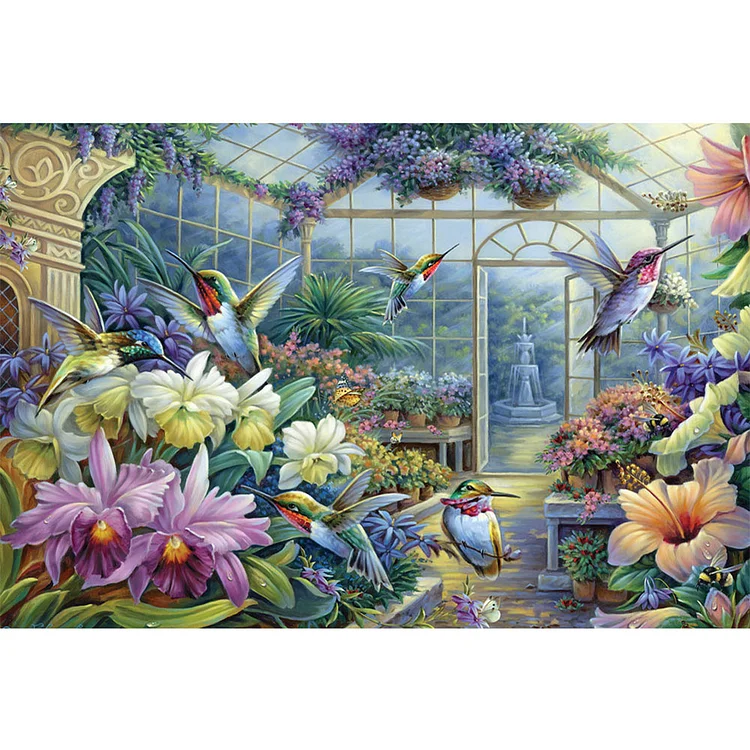 Hummingbirds And Gardens 11CT Stamped Cross Stitch 60*45cm
