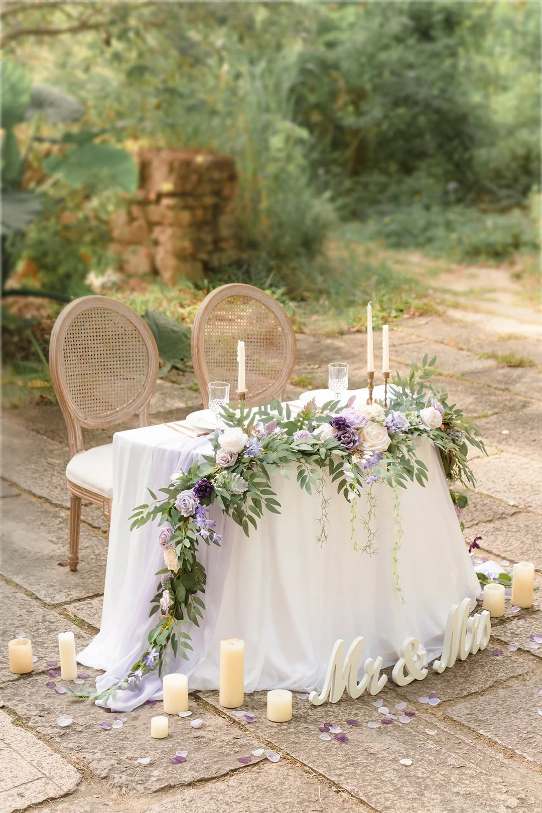 Head Table Flower Garland in Lilac & Gold