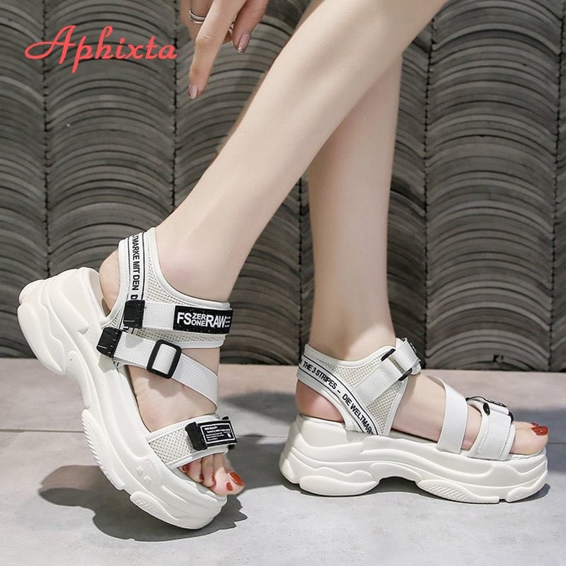 Aphixta 5cm platform women's sandals summer shoes buckle Slides casual sandals women's sports shoes summer sandalia mujer