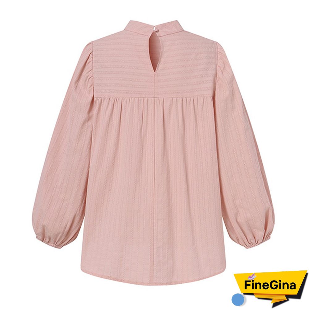 Women Puff Long Sleeve Blouse Lace Stitching Cotton Linen Casual Elegant Shirt Ladies Tops Plus Size