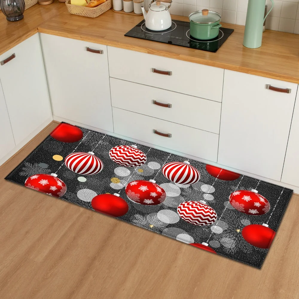 Christmas Kitchen Mat Bedroom Entrance Doormat 3D Pattern Home Floor Decoration Living Room Carpet Bathroom Non-Slip Rug