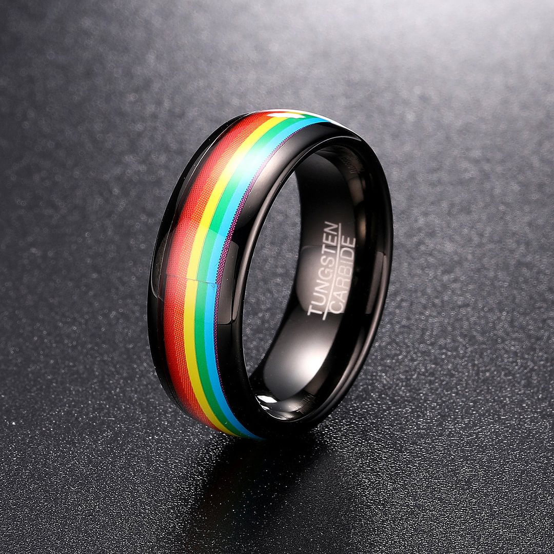 8mm Black Domed Colored Tungsten Carbide Men's Wedding Bands