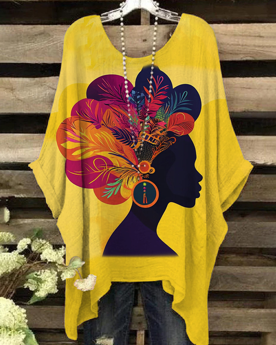 Ethnic Print Vintage Casual Blouses