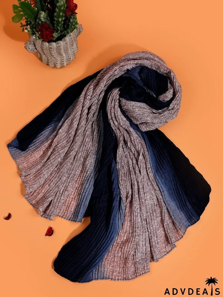 Color Block Pleated Scarf