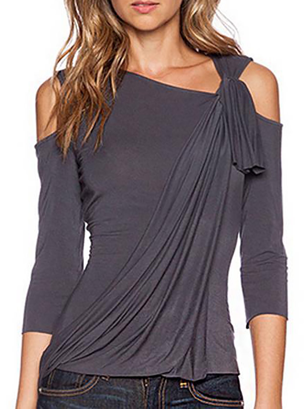 Paneled Cold Shoulder T-Shirt