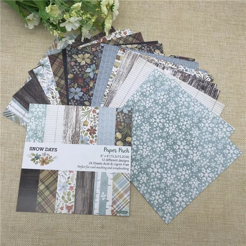 24 sheet 6 X6 Oh snow day of the flower patterned paper Scrapbooking paper pack handmade craft paper craft Background pad