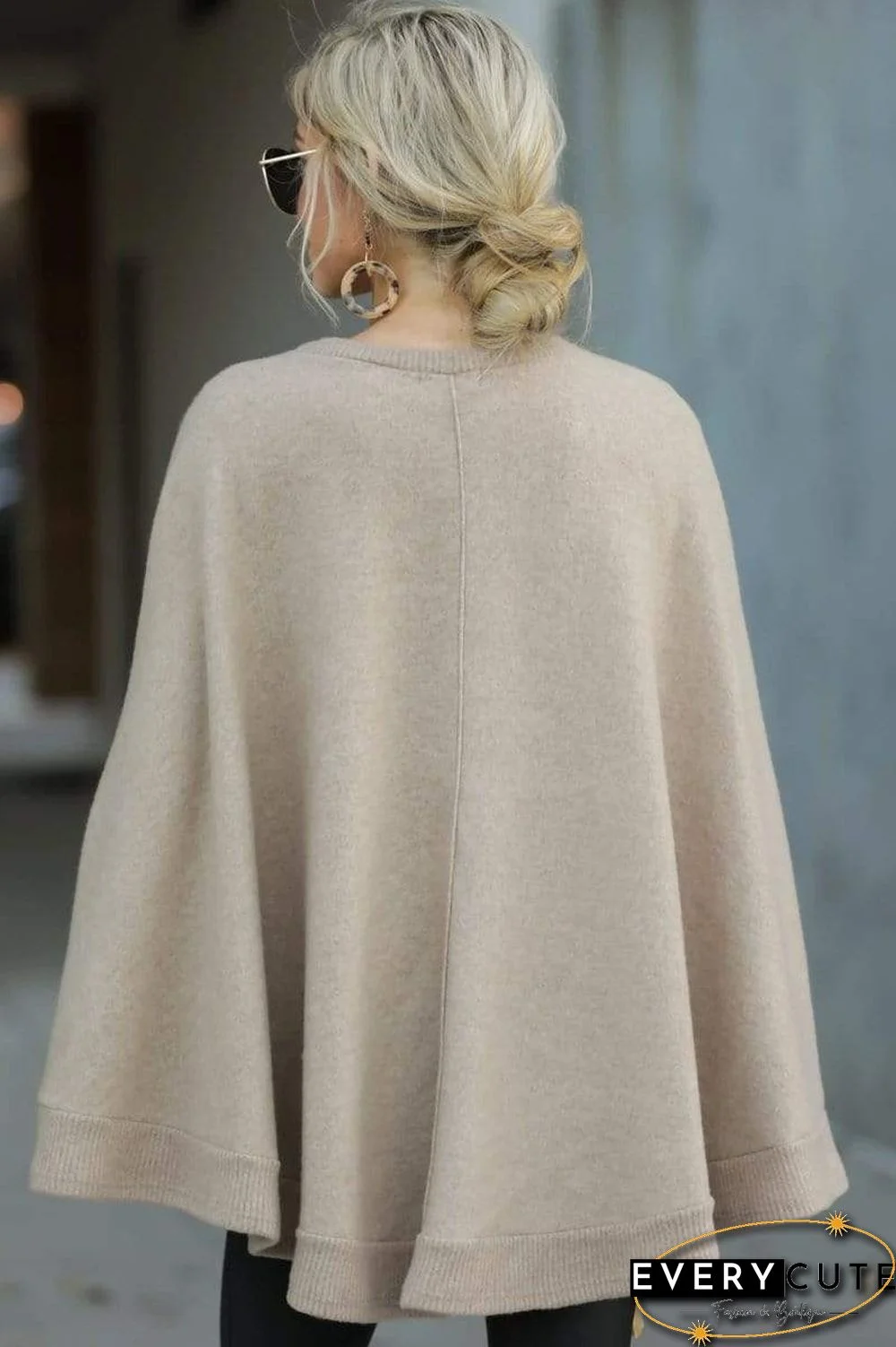 Casual Round Collar Cloak Top