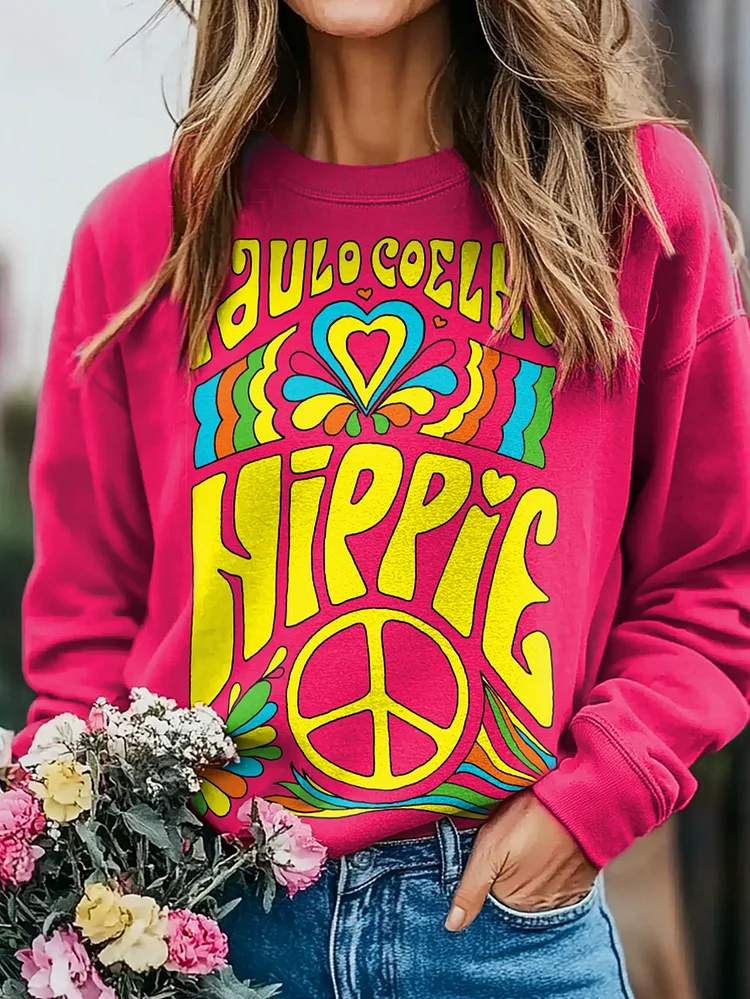 Hippie Art Print Casual Sweatshirt