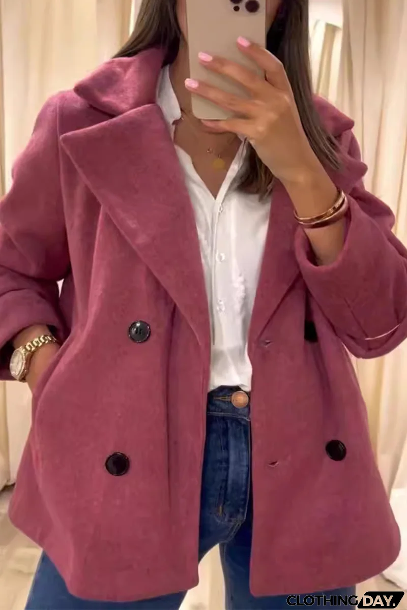 Casual Daily Buttons Turndown Collar Outerwear(6 Colors)