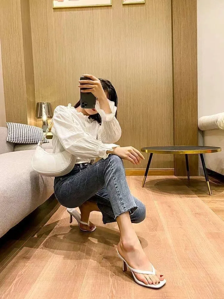 Breakj Breakj Clip Toe Sandals Women Flip-Flops High Heel Pins Outside Wearing Fashion Slippers Outside The Cool Drag Summer