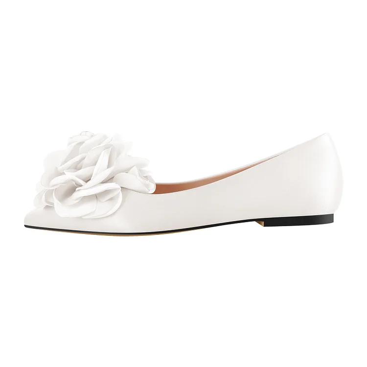 Elegant Satin Flower Pointed Toe Flats