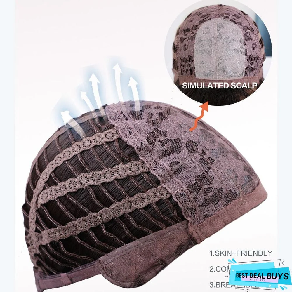 Gradient Highlight Gold Cartoon Long Straight Hair Headgear