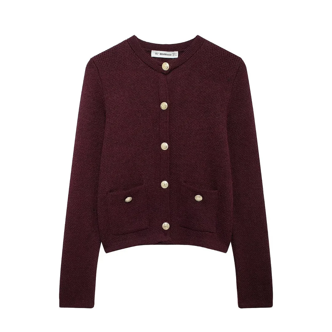 Nigikala Nigikala Autumn New Knitted Jersey Women's Round Collar Solid Color Loose Set Leisure