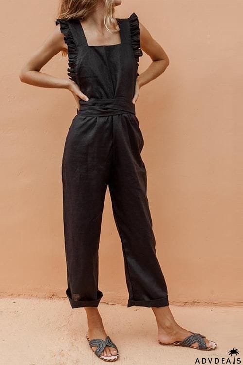 Bow Ruffled Backless Jumpsuit