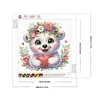 Flowers and White Bear - Crystal Rhinestone Diamond Painting