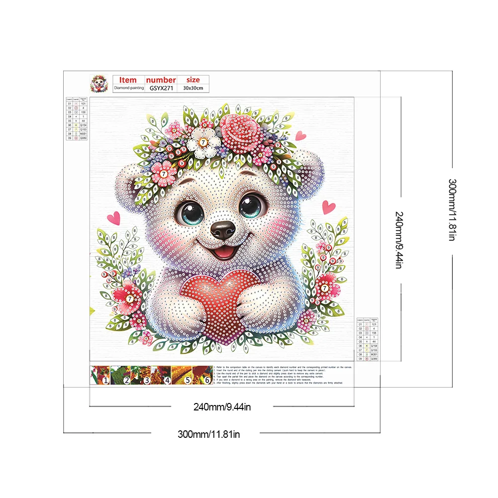 Diamond Painting - Partial Special Shaped Drill - Flowers Bear(Canvas|30*30cm)
