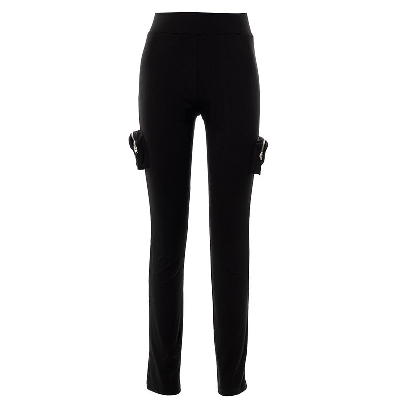 Weird Puss Pocket High Waist Pants Women Autumn Trend Skinny Sporty Casual Pencil Trousers Wild Basic Fitness Streetwear Bottoms