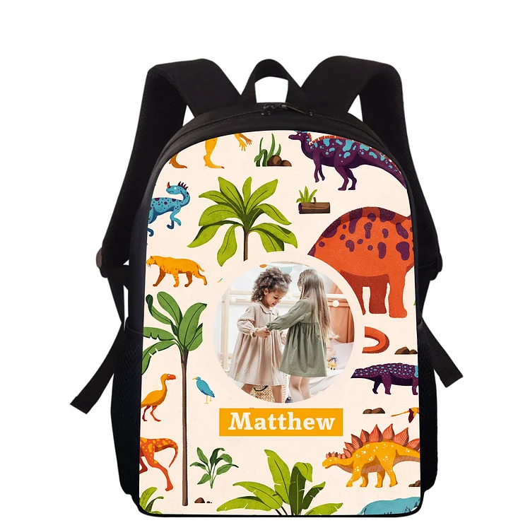 Personalized Dinosaur World School Bag Name Backpack, Customized Schoolbag Travel Bag For Kids